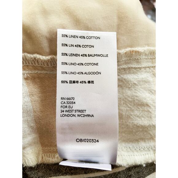 By Anthropologie Colette Pants Tan Striped Belted Elastic Waist Wide Leg Size S - Picture 8 of 8